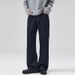 LKTM Men's #Dark Blue Original Cow 2021M Jeans Men's Loose Classic Cleanfit Straight Pants_mkmklike.com