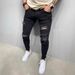 Men's Slim Fit Stretch Denim Jeans With Distressed Wash & High Street Style_mkmklike.com