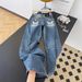Women's Heavy Duty Rhinestone Embroidered Low Rise Denim Jeans Slimming Straight Leg Floor Length Pants Spring Retro Millennial Style_mkmklike.com