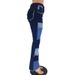 Women's Clothing Autumn New Fashion Contrast Patchwork High Waist Tight Hip Flared Women's Denim Trousers_mkmklike.com