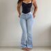 Women's High-Waisted Button down Flared Jeans Light Blue Stretch Slim Fit Hip Lifting Floor-Length American Style Denim Pants_mkmklike.com