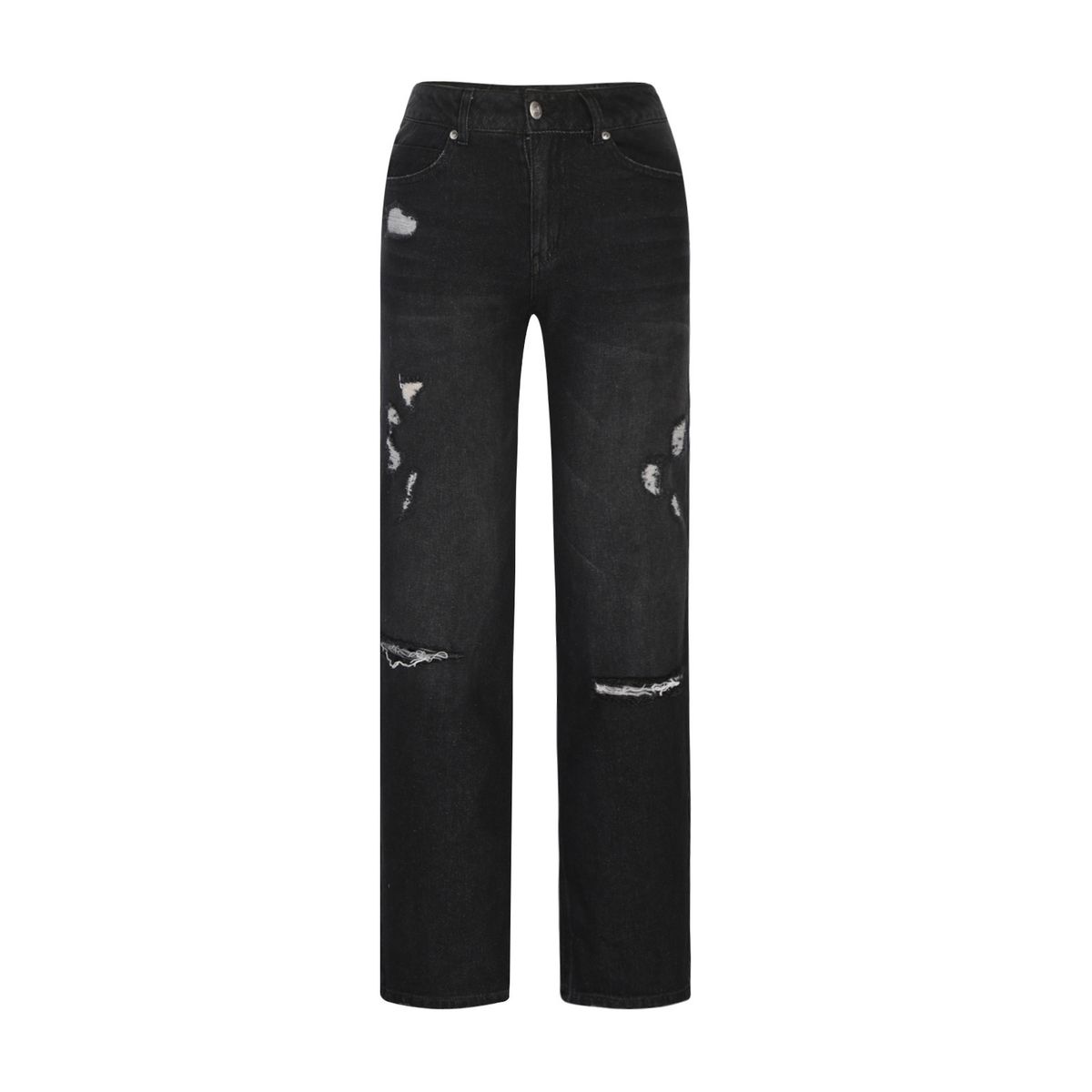 K Ladies' Denim Pants Trend Distressed Mid Waist Ripped Casual Straight Leg Pants_mkmklike.com