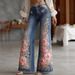 Women's Flared Jeans With 3D Digital Print - Stretchy Polyester Bootcut Pants (S-5XL, Light Blue/Dark Blue/Black/Pink/Colorful Prints)_mkmklike.com