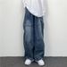 Vintage Loose Fit Cargo Jeans Retro Washed Denim Oversized Pockets Comfortable Dad Pants for Men And Women_mkmklike.com