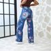 Women's Clothing Women's Trendy Plus Size Wide Leg Pants Autumn Printed Jeans Long Sleeve For Formal & Casual_mkmklike.com