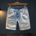 Men's Fashion Heavy Washed Denim Shorts Hong Kong Style Trendy Thin Beggar Hole Summer Clothing_mkmklike.com