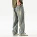 Men's Cross Border Ripped Jeans, Summer Style, High Street, American Retro Trendy Brand, Washed Distressed Straight Leg, Beggar Long Pants_mkmklike.com