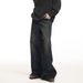 "Vintage High-Waisted Wide-Leg Jeans - Retro Straight Denim Pants For Men, Oversized 90s Streetwear With Floor-Grazing Hem, Minimalist Distressed Wash_mkmklike.com