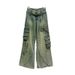 Women's clothing style three-dimensional multi-pocket washed jeans street retro loose wide-leg casual trousers cross-border women's clothing_mkmklike.com