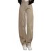 Clair Khaki Simple Straight-Leg Jeans For Women 2025 Autumn Winter Thickened High-Waisted Loose Slimming Versatile Scimitar_mkmklike.com