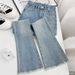 Online Supermarket Bestseller: Retro Frayed Hem Flared Jeans For Women, Spring And Autumn, High-waisted, Slimming,_mkmklike.com