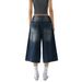 Retro Distressed Cropped Jeans American Design Loose Casual Straight Leg Wide Leg Shorts for Men And Women New Summer Style_mkmklike.com