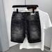 Men's Distressed Denim Shorts With Rhinestone Details - Stretch Slim-Fit Mid-Thigh Casual Shorts For Summer (Dark Grey)_mkmklike.com
