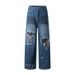 Men's Clothing Hip Hop Loose Dirty Distressed Washed Straight Wide Leg Pants_mkmklike.com