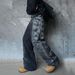 Vintage Washed Denim Pants - Oversized Streetwear Jeans With Tie-Dye & Distressed Details For Urban Fashion_mkmklike.com