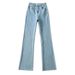 Women's Clothing Blogger High Waist Elastic Bell Bottom Pants Hot Girl Slim Raw Edge Long Jeans_mkmklike.com
