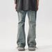 Men's Clothing Retro High Street Vibe Ink Splashed Ripped Jeans Men's Street Dirtyfit Loose Straight Wide Leg Pants_mkmklike.com
