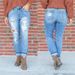 Women's Clothing New Light Colored Skinny Pants Long Ripped Jeans Women's Street Wear Mid Waist Skinny Pants_mkmklike.com