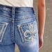 Women's Clothing Slimming Stretch Jeans Embroidered Back Pocket Double Buttons Denim Jeans For Spring Summer_mkmklike.com