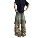 Men's Clothing Unisex High-Street Camo Cargo Pants With Contrast Panels & Multi-Pockets - Straight Leg Denim Jeans For Men & Women_mkmklike.com