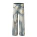 Men's Clothing High Street Tie Dyed Gradient Washed Jeans For Men And Women Retro Vibe Dirty Dyed Loose Straight Flared Wide Leg Pants_mkmklike.com