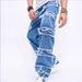 Men's Retro Casual Jeans Loose Fit High Street Wide Leg Pants Mid Waist Cotton Non-Stretch Machine Washable Blue Black_mkmklike.com