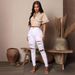 New Black And White Stretch Ripped Jeans Women's Small Leg Pants_mkmklike.com