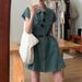 Korean Style Short Sleeved Denim Dress Thin Women's Summer New Item, Small Design Sense, Shirt Collar, Skirt Trendy_mkmklike.com