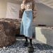 K Women's Mid Length Skirt With High Waist And Slimming A-line Skirt, New Denim Split Half Body Skirt_mkmklike.com