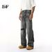 EF JEANS | 2025 Spring New Product Niche Design Personalized Washed Black And Gray Loose Ripped Jeans_mkmklike.com