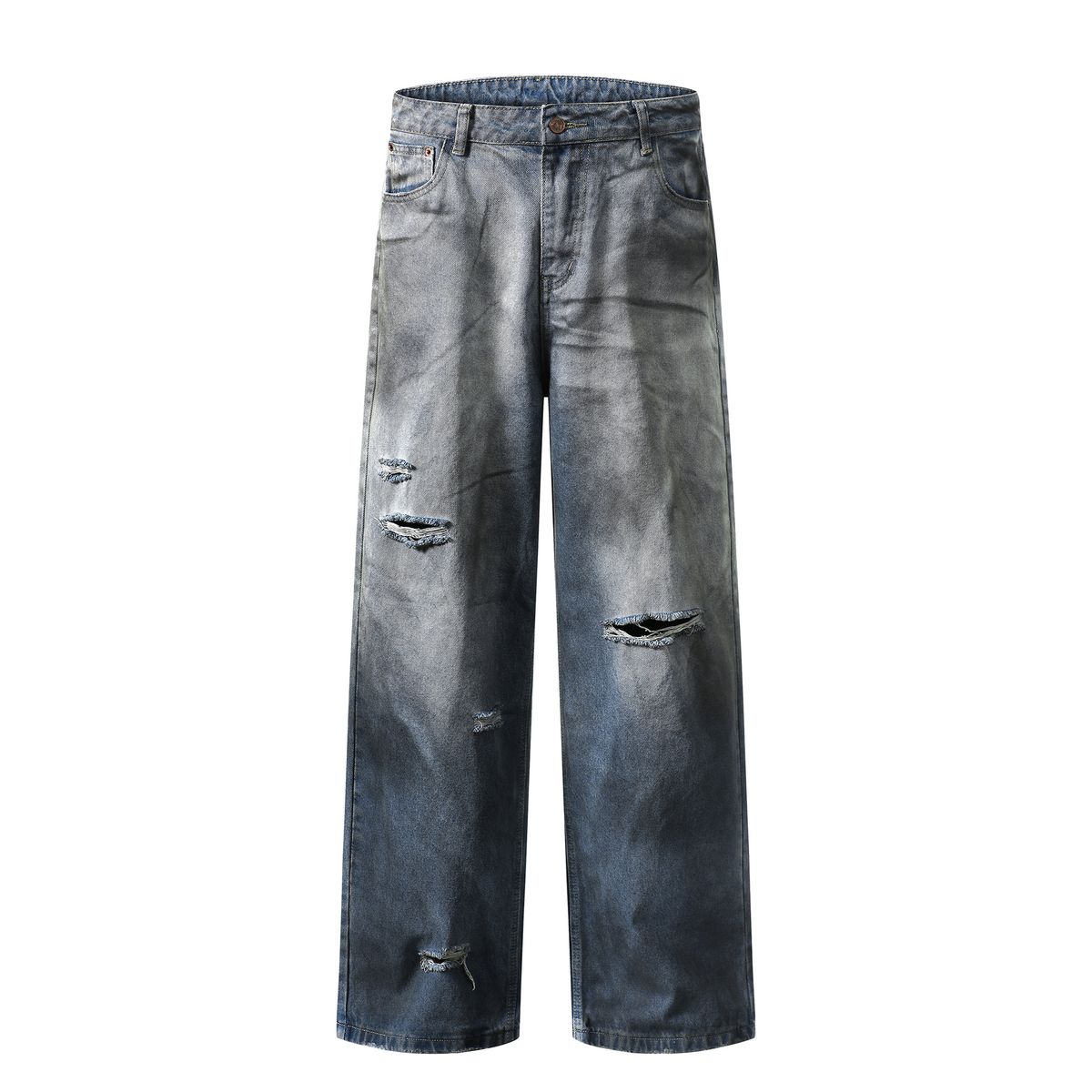 Men's Clothing Casual Jeans Men And Women Oversize High Street Hole Straight Pants_mkmklike.com
