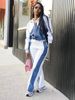 Women's Clothing Denim Patchwork Suit Jacket Trousers Two Piece Suit_mkmklike.com