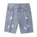 Summer Ripped American Jeans Men's 5-point Trendy Brand Hand-worn Straight Jeans Men's High Street Pants Men_mkmklike.com