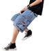 Men's Slim Fit Stretch Jeans Summer Thin Versatile Trendy Ripped Five Point Casual mid Length Polyester Pants_mkmklike.com