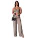 Women's Clothing sweet and spicy style sexy navel baring suspenders high waist wide leg pants suit for women_mkmklike.com