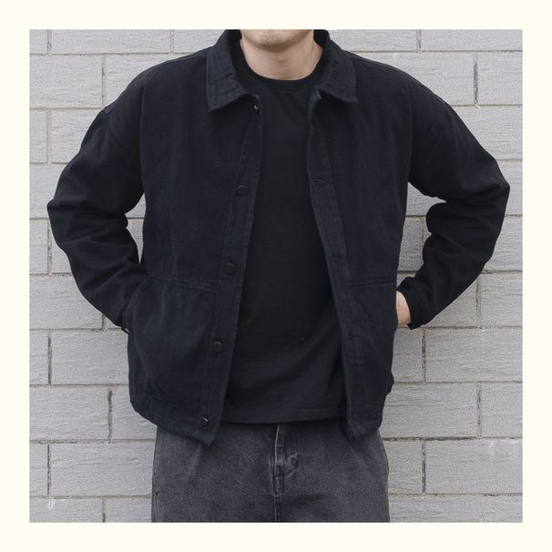 Men's Korean Style Black Denim Jacket - Loose Fit Casual Streetwear Jacket For Autumn & Winter_mkmklike.com
