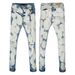 Ink Splashed Jeans For Men, New Trendy Brand, Ripped, Light Luxury, Elastic, Fashionable, Slim Fitting, Slim Fitting, Versatile Trousers_mkmklike.com