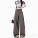 Wild Versatile Style|Versatile For Going Out|Women's Cement Large Pocket Cargo Jeans Gray Long Pants_mkmklike.com