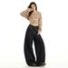 American Style Black Gold Scimitar Street Jeans For Women, Autumn And Winter New High Waist Loose Slimming Wide Leg_mkmklike.com