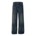 Men's Clothing Street Clenafit Retro Blue Distressed Jeans Men And Women Loose Wide Leg Straight Pants_mkmklike.com