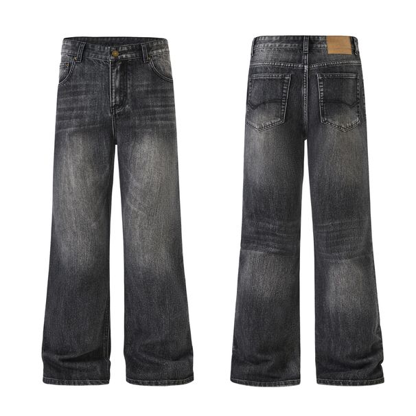 Men's Clothing American High Street Autumn New Washed Bamboo Cotton Jeans Loose Flared Distressed Wide Leg Pants_mkmklike.com