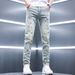 Korean Version Of Washed Trendy Retro Ripped Jeans Trendy Brand Slim Fit Men's Casual Autumn Elastic Pants Men's_mkmklike.com