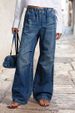 Women's Clothing Mid waist Wide leg Pleated Loose Jeans Women's Street Retro Straight Pants _mkmklike.com