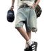 Men's Light Colored Distressed Loose Denim Shorts Summer American Style Ripped Casual Straight Leg Five Point Pants_mkmklike.com