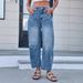 Women's Loose Straight Leg Denim Jeans New Summer Style Washed Wide Leg Trousers_mkmklike.com