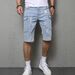 Men's Distressed Denim Shorts – Vintage Workwear Style With Relaxed Fit & Breathable Cotton Blend (5 Sizes, Light Blue)_mkmklike.com