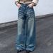 Unisex Heavy-Duty Studded Jeans – Retro Patchwork Design With Loose Straight Fit For Men & Women (S-3XL, Distressed Blue Wash)_mkmklike.com