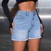 Women's Clothing High-Waisted Slimming Straight Denim Shorts INS Loose Fit Frayed Detail Spring/Summer Fashion Polyester_mkmklike.com