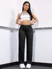 K Casual Drawstring Elastic Women's Denim New Straight Leg Jeans_mkmklike.com