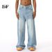 EF JEANS | 2024 New American Washed Crease Design Sense Straight Mopping Old Light Blue, Jeans_mkmklike.com